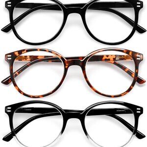 NWT GIBLOGO Stylish 3 Pack +4.0 Blue Light Filter Reading Glasses for Women/Men